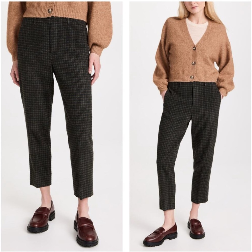 Sz M Vince Check High Waist Crop Stretch Pants $495 MSRP NWOT